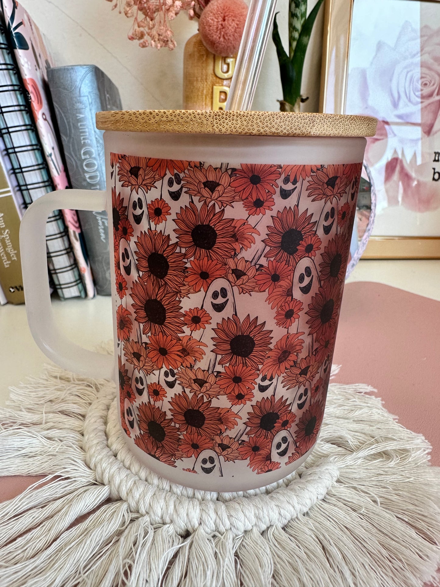 Sunflower and Ghost frosted mug
