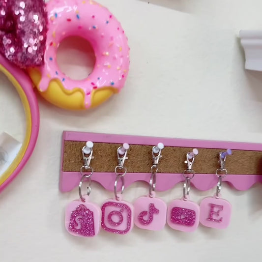 Pink & Pink Glitter Smart Keychain